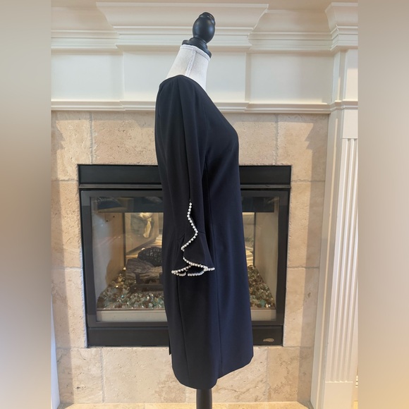 Karl Lagerfeld Elegant Black Dress with Pearl Accents Size 8 - Picture 6 of 10